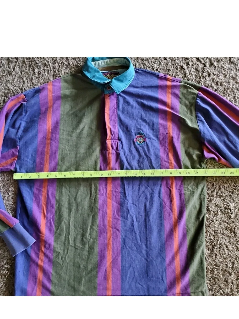 Vintage Ralph Lauren RLC 90s Long Sleeve Rugby Striped Polo Sz M Fresh Prince